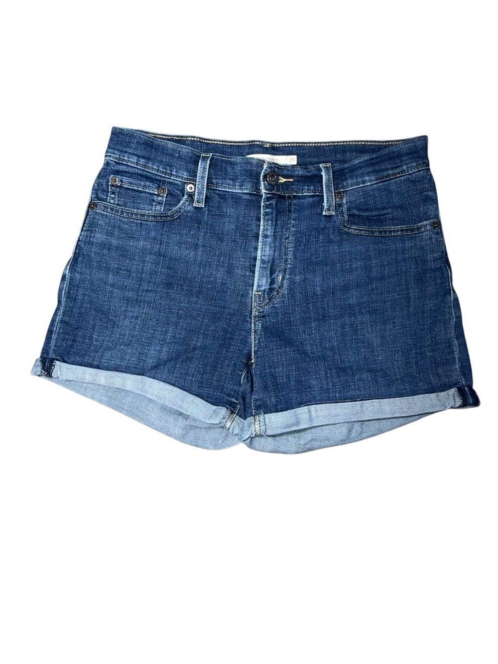 Levi’s Mid Length Denim Shorts Size 29 Dark Wash Cuffed Casual Summer